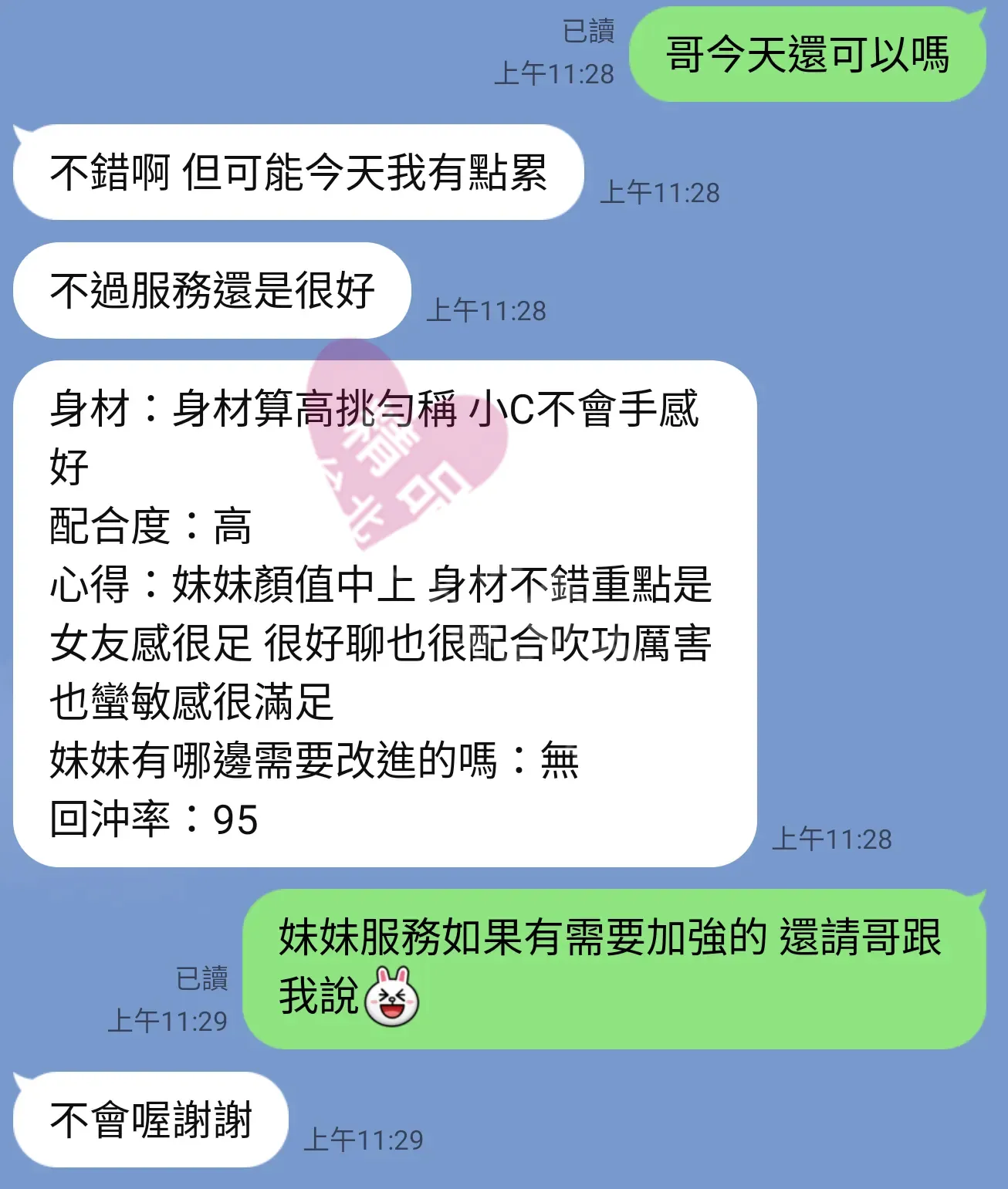 大都會館按摩師涵涵客戶評價截屏